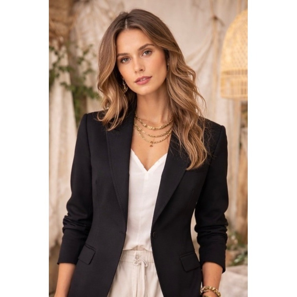 GIL SANTUCCI Black Tailored Designer Blazer Sz:46/10 Made in Italy Single Button - Picture 5 of 6